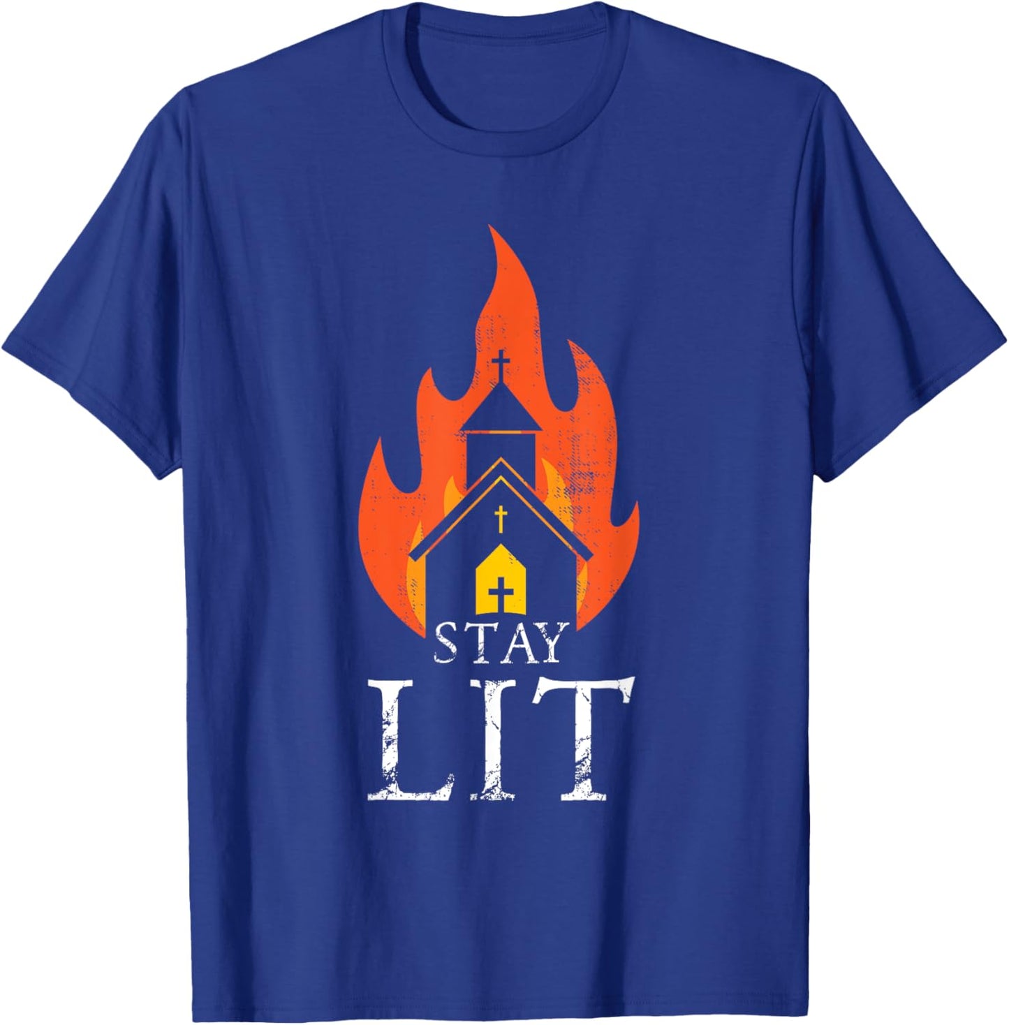 Stay lit Occult Burning Church - Unholy Antichrist Halloween T-Shirt - T-Shirt | Royal