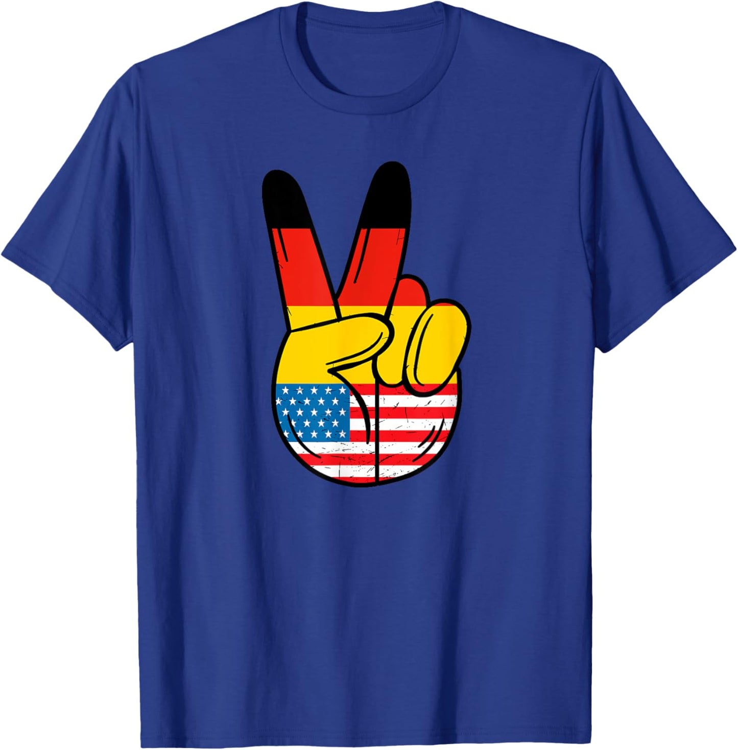 Half German And Half American Germany Usa Flag Peace Sign T-Shirt - T-Shirt | Royal