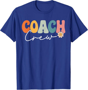 Coach Crew Team Retro Groovy Vintage First Day of School T-Shirt - T-Shirt | Royal