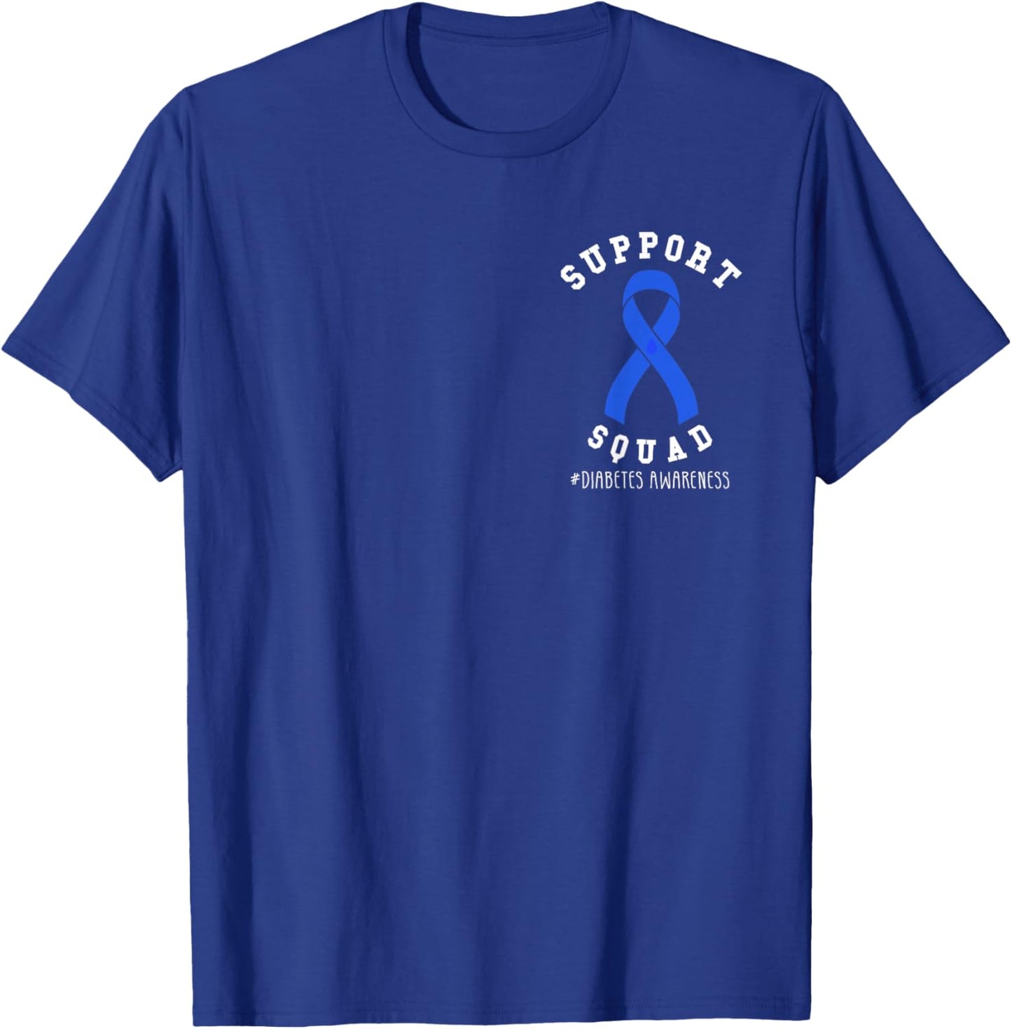Diabetes Awareness Month Blue Love Ribbon Support T1D T2D T-Shirt - T-Shirt | Royal