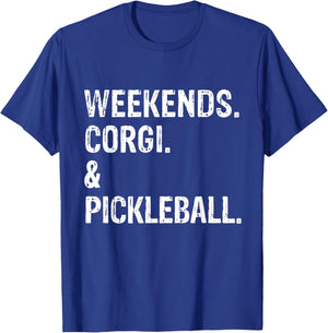 Weekends Corgi and Pickleball T-Shirt - T-Shirt | Royal