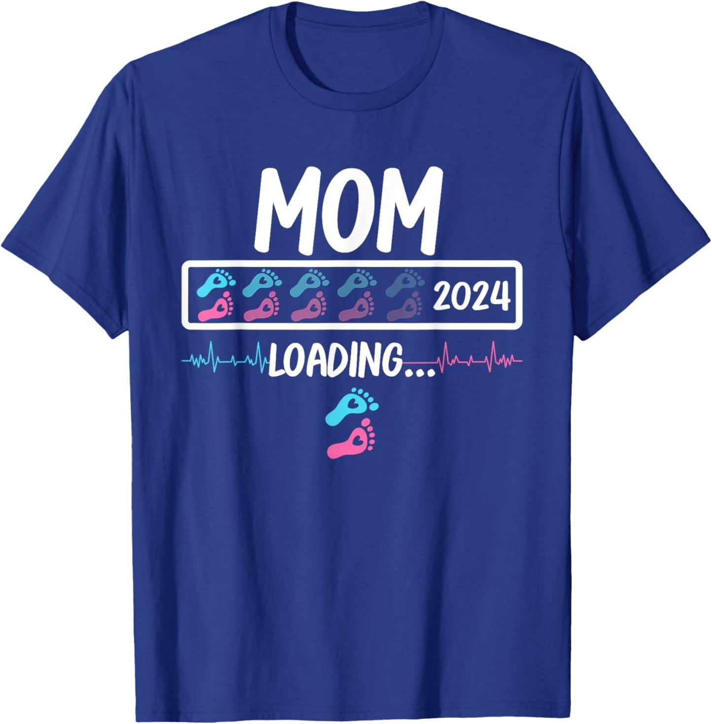 Mom 2024 Loading Gender Reveal Baby Boy Girl Pregnancy T-Shirt - T-Shirt | Royal