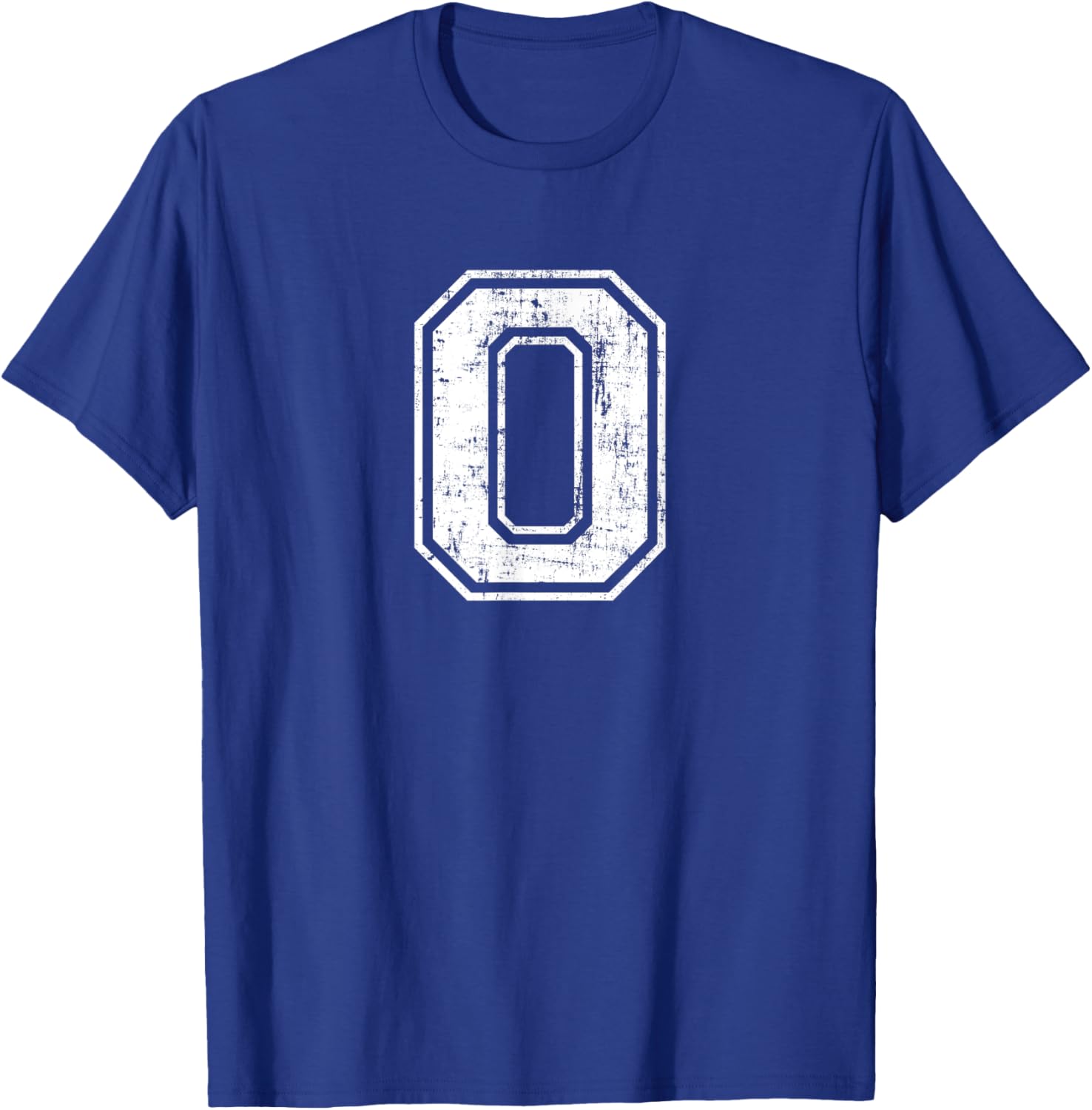 Number 0 Zero Varsity Distressed Vintage Sport Team Practice T-Shirt - T-Shirt | Royal