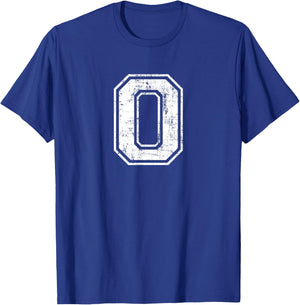 Number 0 Zero Varsity Distressed Vintage Sport Team Practice T-Shirt - T-Shirt | Royal