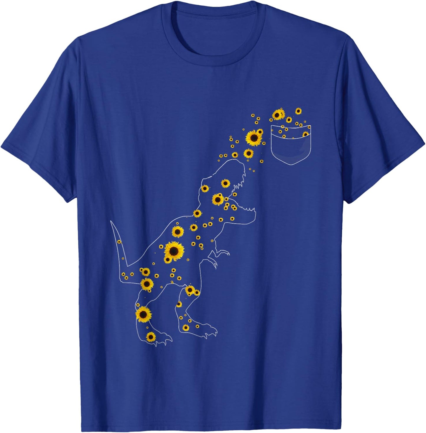 Sunshine Dinosaurs T-rex Sunflower Rex Sun Flower dinosaur Women Girls Kids T-Shirt - T-Shirt | Royal