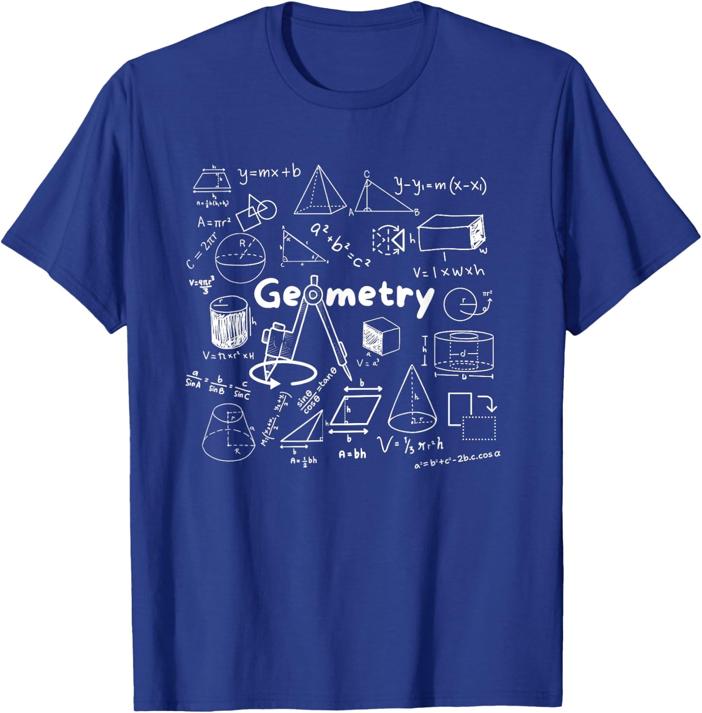 Geometry Lover's Shapes Equations & Formulas Cool Math Geek T-Shirt - T-Shirt | Royal