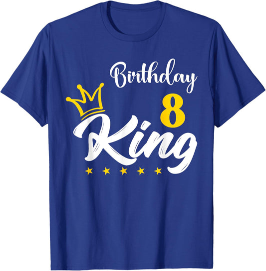8 Year Birthday King 8th Birthday King for Boys T-Shirt - T-Shirt | Royal