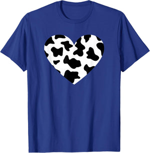 Awesome Cow Print Black & White Print Heart Small T-Shirt - T-Shirt | Royal
