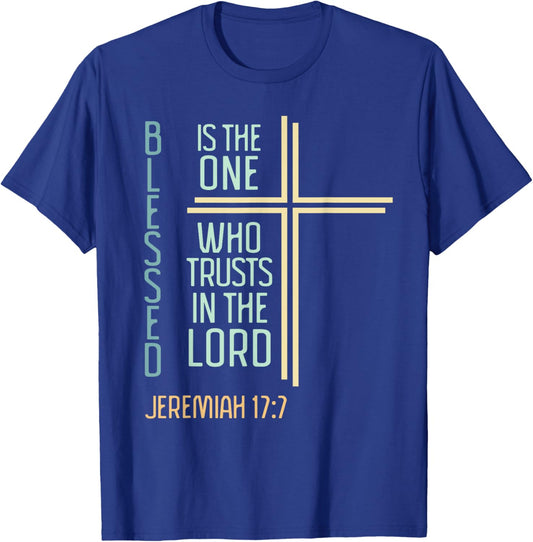 Christian Bible Verse Blessed Jeremiah Retro Cross Women T-Shirt - T-Shirt | Royal
