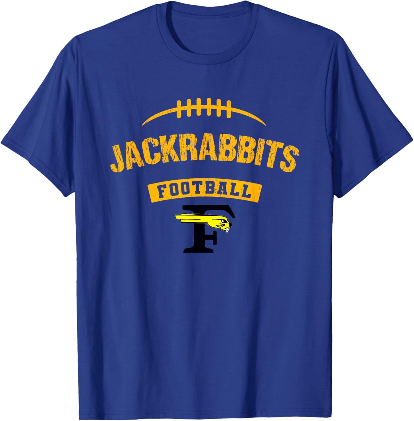 Forney Jackrabbits Logo Football Distressed HS T-Shirt - T-Shirt | Royal