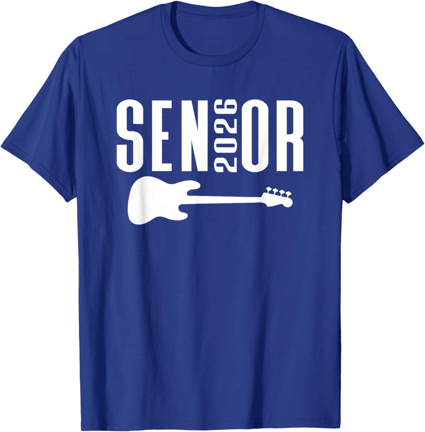 Class of 2026 Senior Music Themed Bass Guitar Player Graphic T-Shirt - T-Shirt | Royal