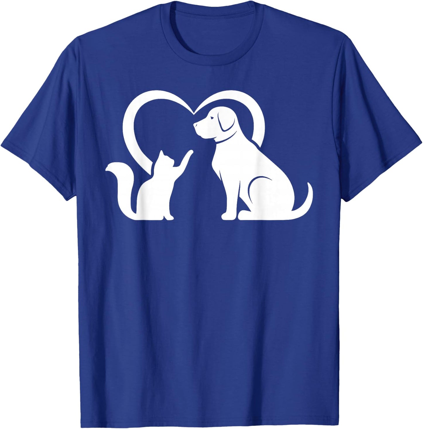 Dog Puppy and Baby Cat Heart - Animal Dog & Cat Heart T-Shirt - T-Shirt | Royal