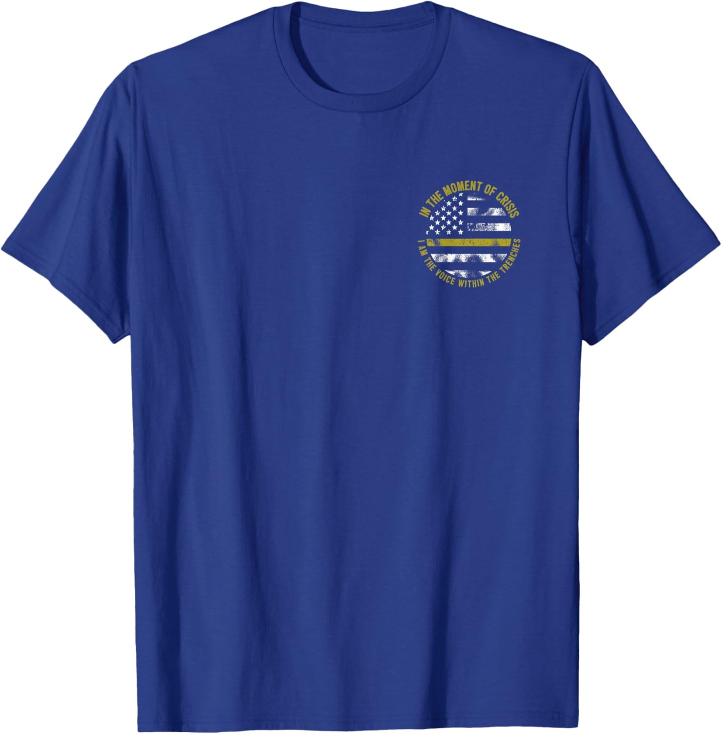 Police and Fire 911 Dispatcher Thin Gold Line Flag T-Shirt - T-Shirt | Royal