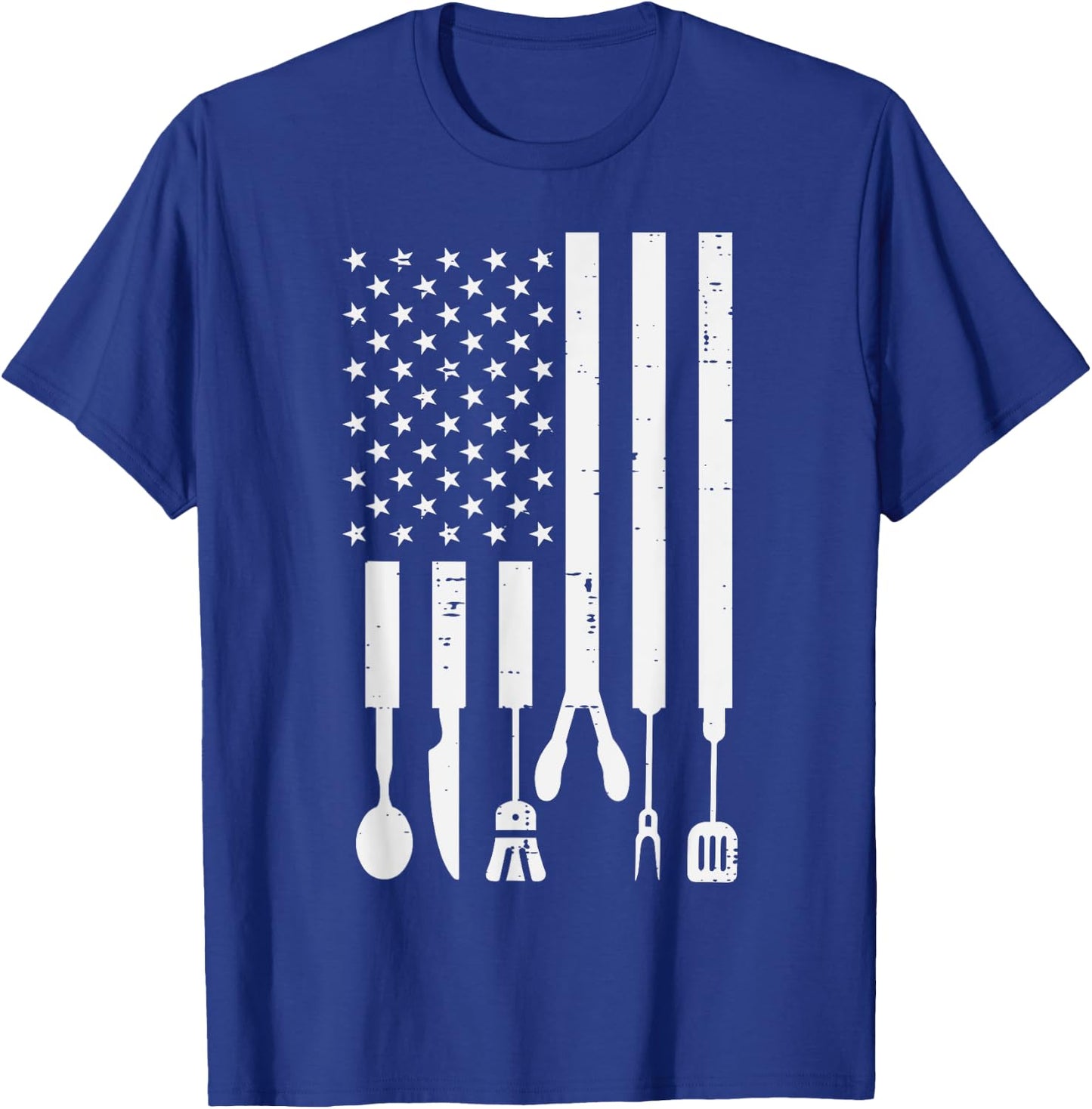 White US Flag Bbq Tools Vintage Grilling Smoking Patriotic T-Shirt - T-Shirt | Royal