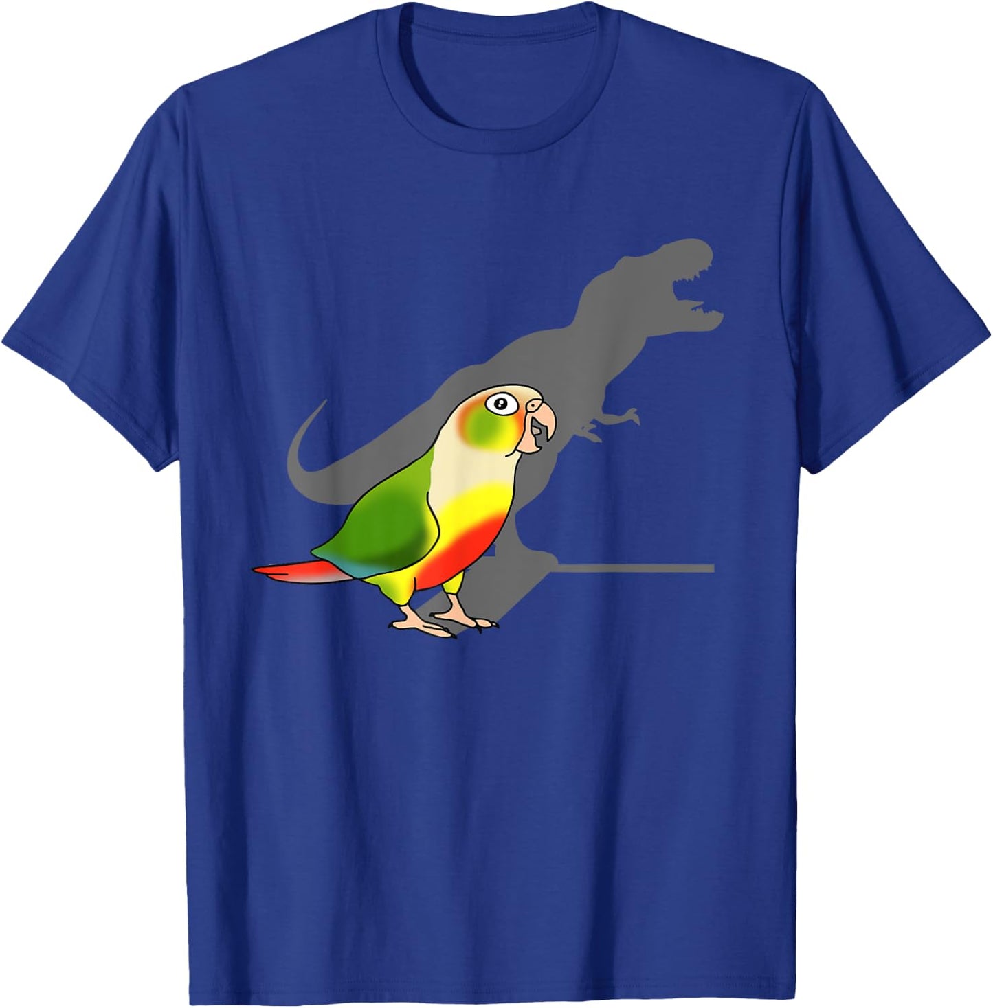 Funny Birb Memes T-rex shadow Green Cheeked Pineapple Conure T-Shirt - T-Shirt | Royal