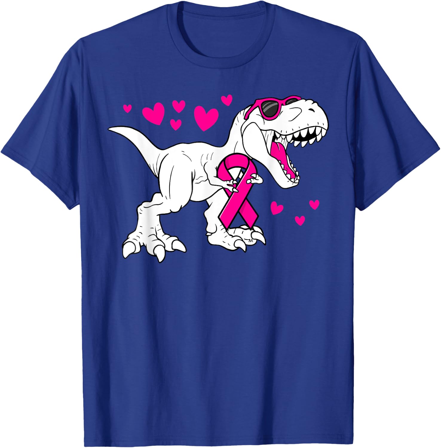 Pink Ribbon T-Rex Kids Breast Cancer Awareness Boys Toddler T-Shirt - T-Shirt | Royal