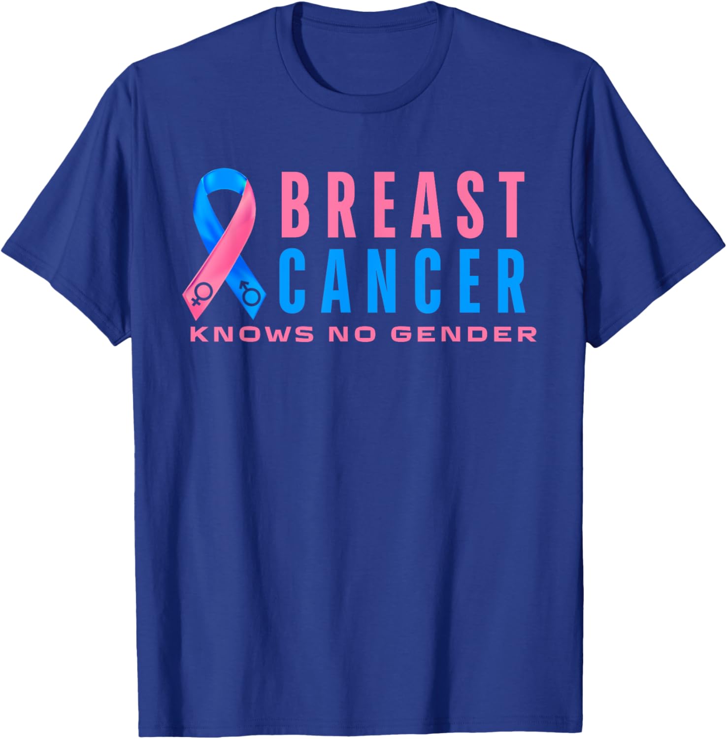 Breast Cancer Men Awareness Pink Blue Male Breast Cancer T-Shirt - T-Shirt | Royal