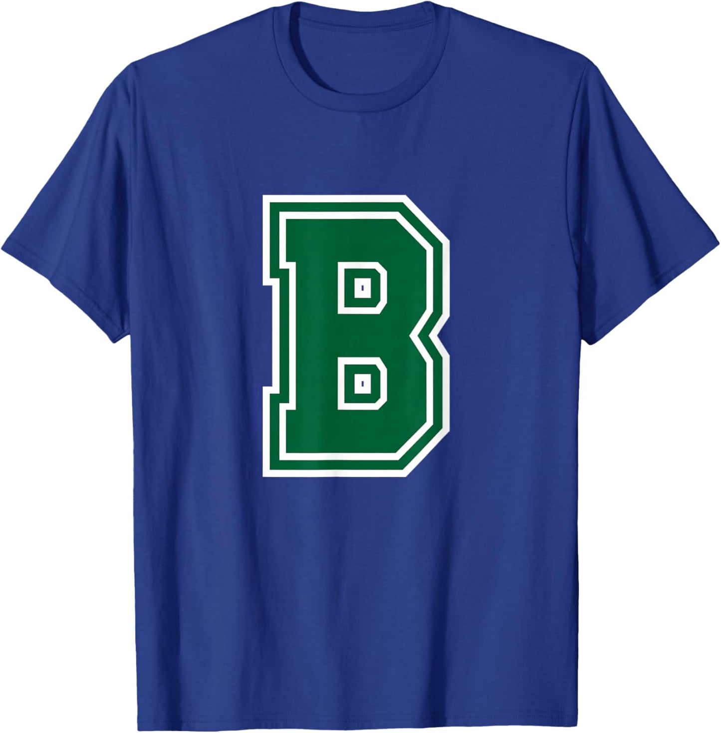 Letter B Monogram Initial Green T-Shirt - T-Shirt | Royal