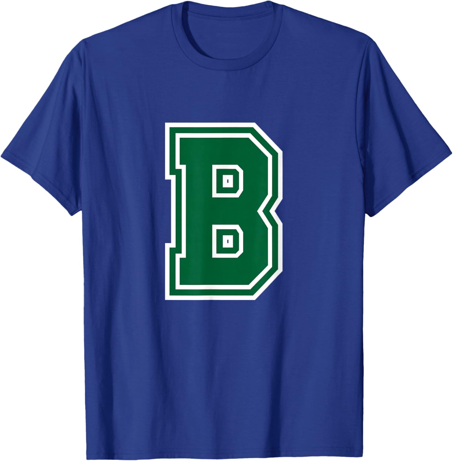Letter B Monogram Initial Green T-Shirt - T-Shirt | Royal