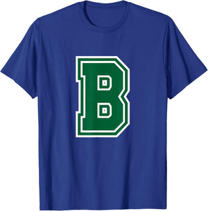 Letter B Monogram Initial Green T-Shirt - T-Shirt | Royal