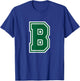 Letter B Monogram Initial Green T-Shirt - T-Shirt | Royal