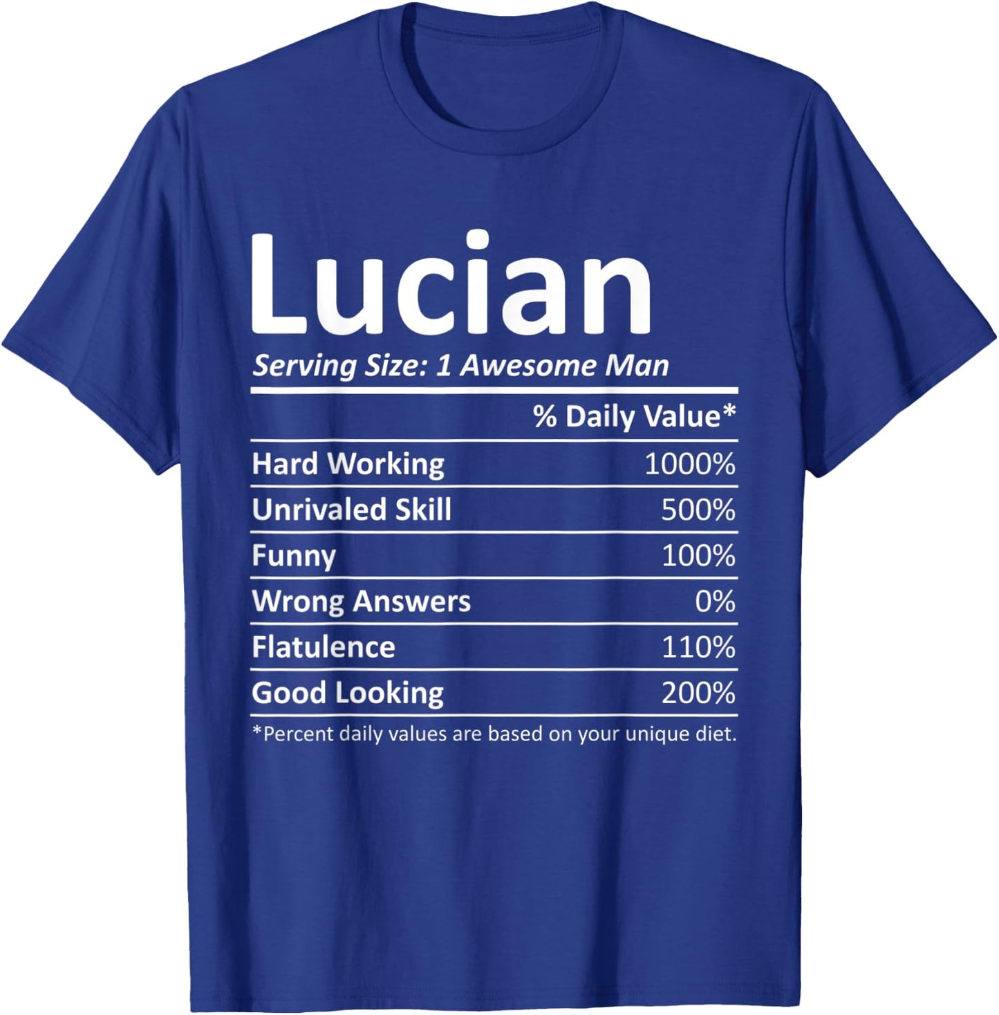 LUCIAN Nutrition Funny Birthday Personalized Name Gift T-Shirt - T-Shirt | Royal
