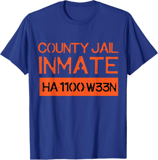 Country Jail Inmate Prison Costume Easy Halloween Gifts T-Shirt - T-Shirt | Royal