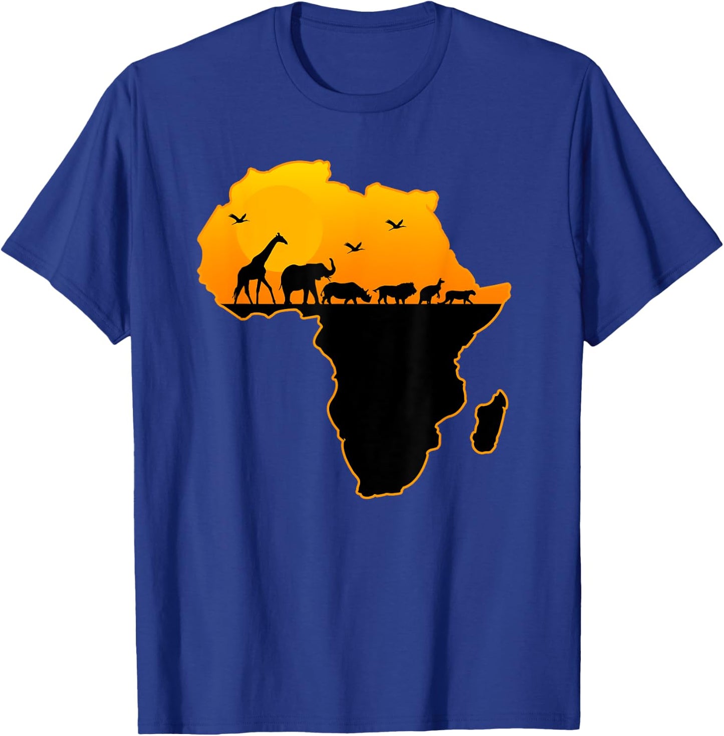 Exotic Safari Animals Silhouette Sizzling Africa Continent T-Shirt - T-Shirt | Royal