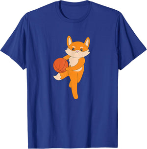 Fox Playing Basketball Wildlife Basketball Player T-Shirt - T-Shirt | Royal