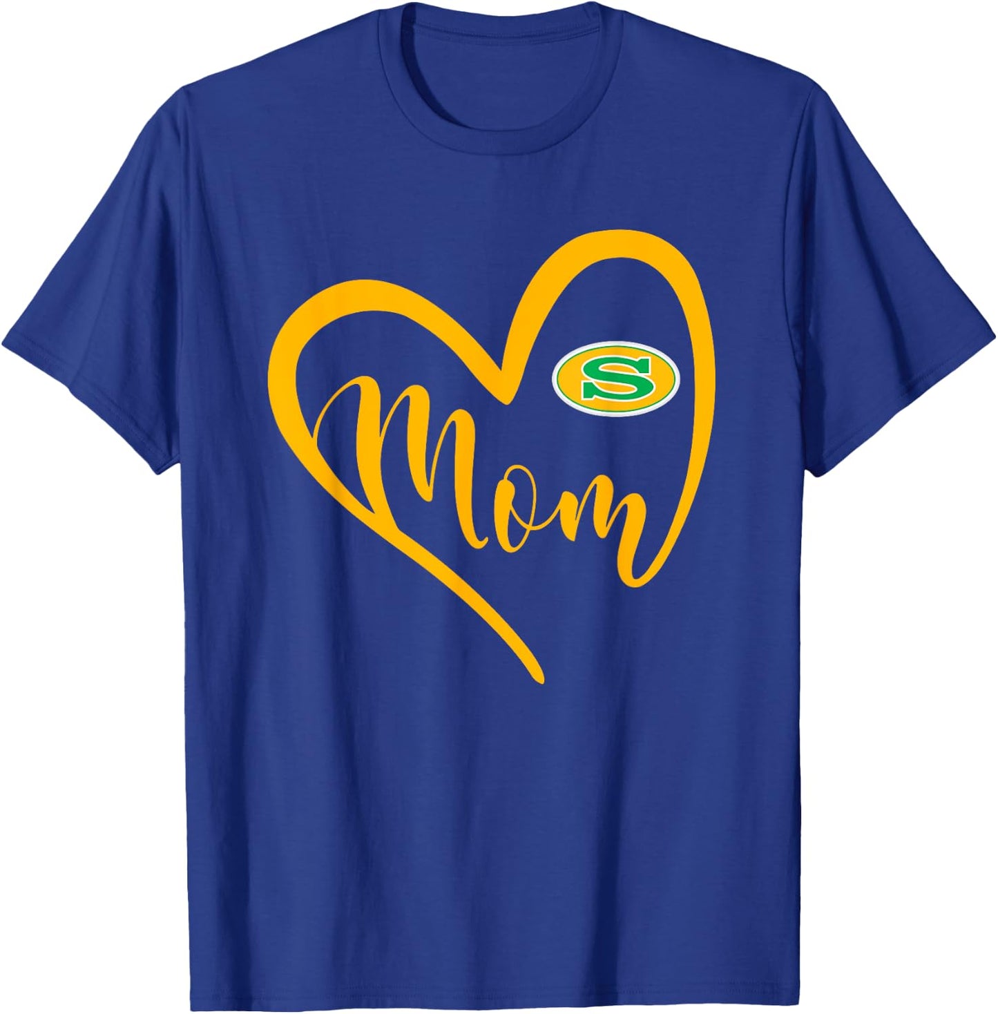 Summerville Green Wave Logo Heart Mom HS T-Shirt - T-Shirt | Royal