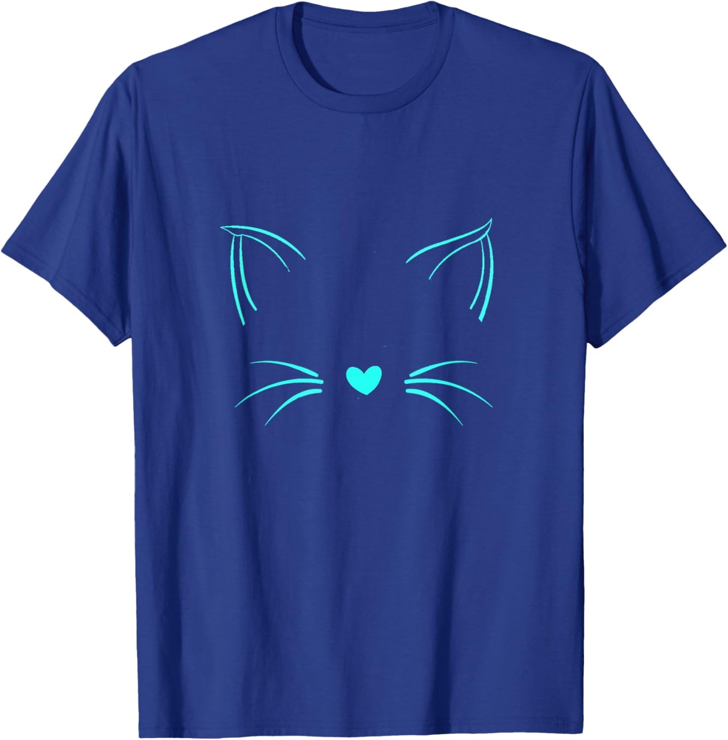 Turquoise Invisible Cat Face Turquoise Color Graphic T-Shirt - T-Shirt | Royal