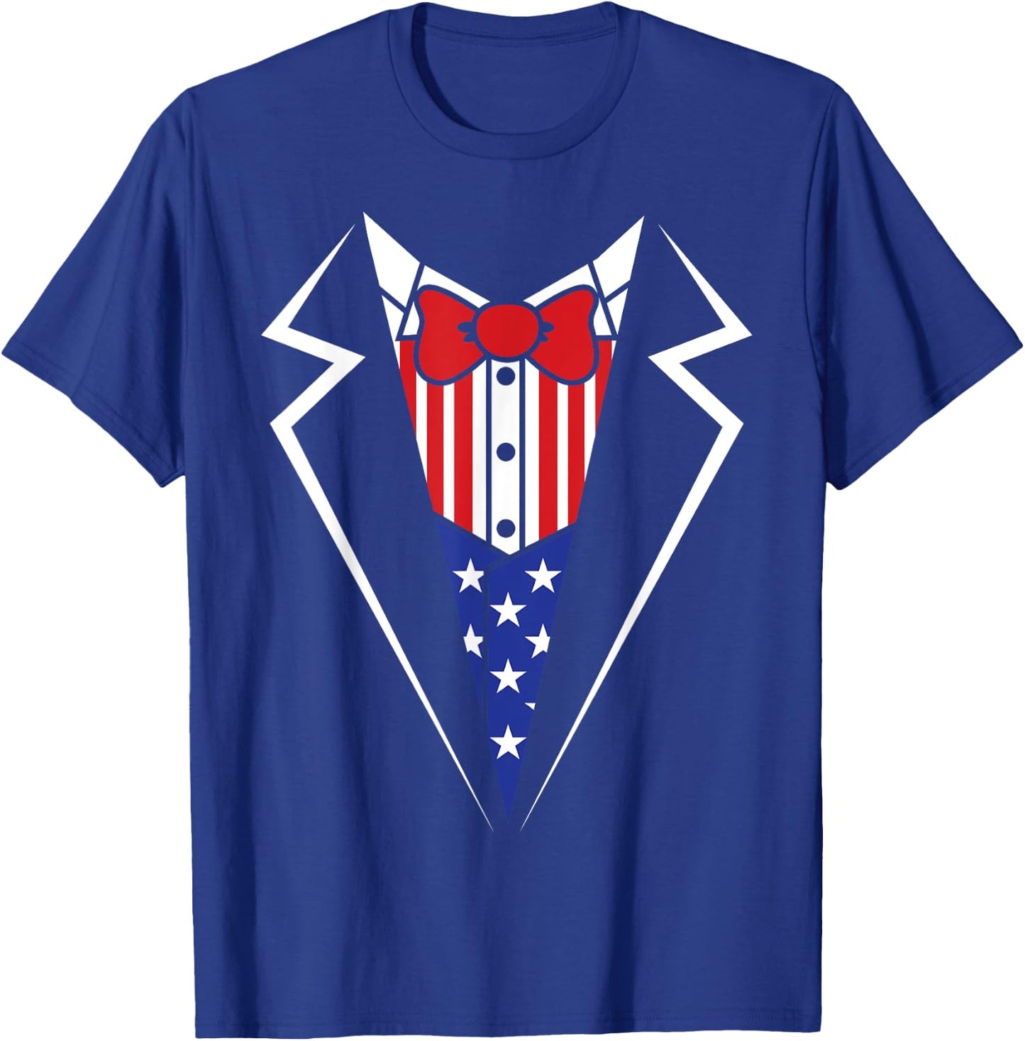 American Flag Tuxedo Bow Tie 4th of July USA Merica Gift T-Shirt - T-Shirt | Royal