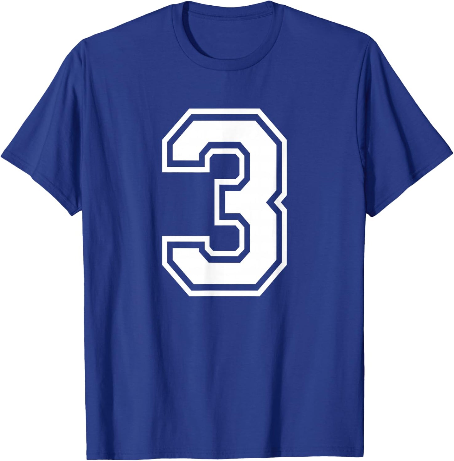 Number 3 Birthday Sports Player Team Numbered Jersey T-Shirt - T-Shirt | Royal