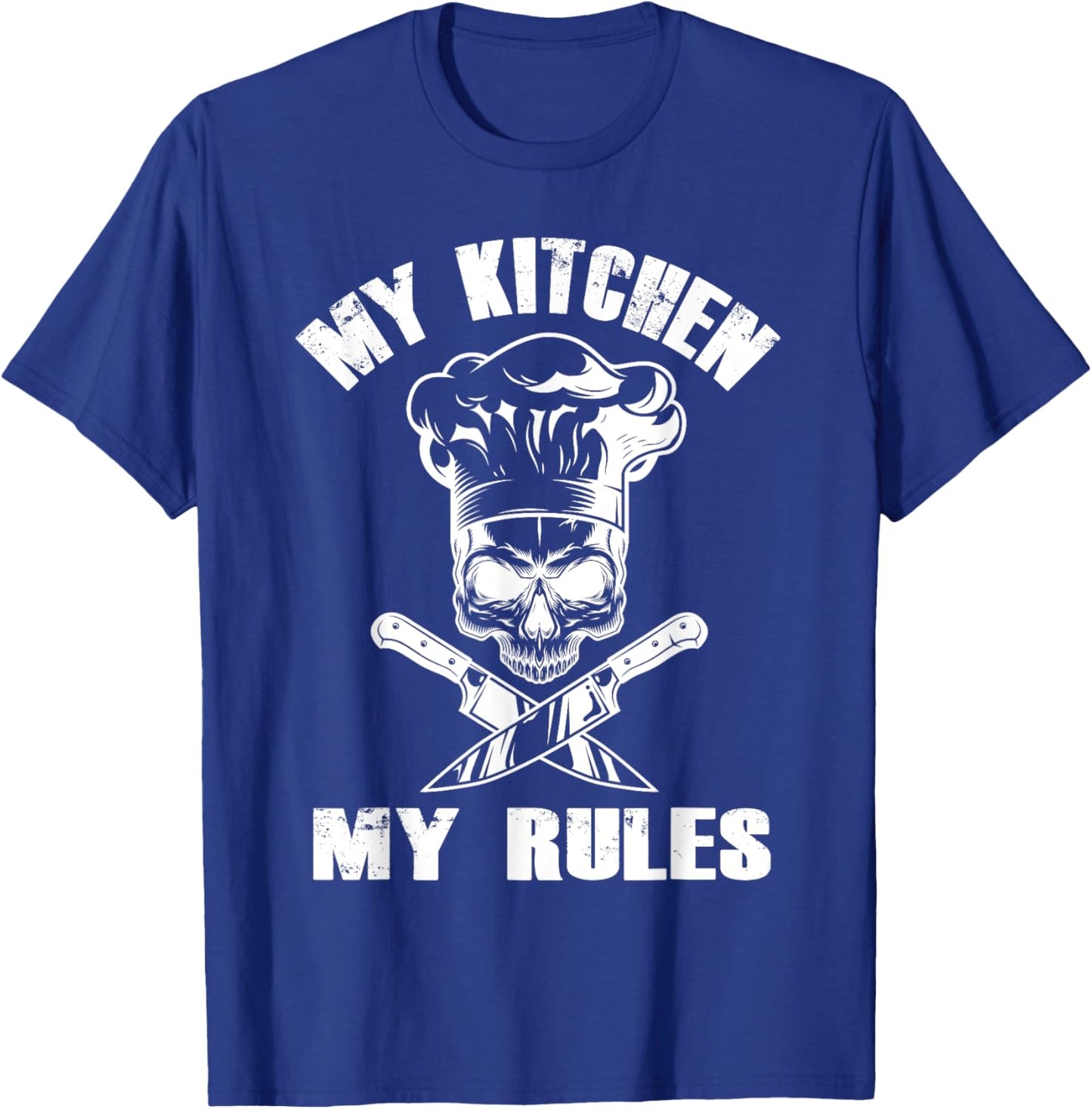 My Kitchen My Rules - Funny Skull Chef Hat Restaurant Chef T-Shirt - T-Shirt | Royal