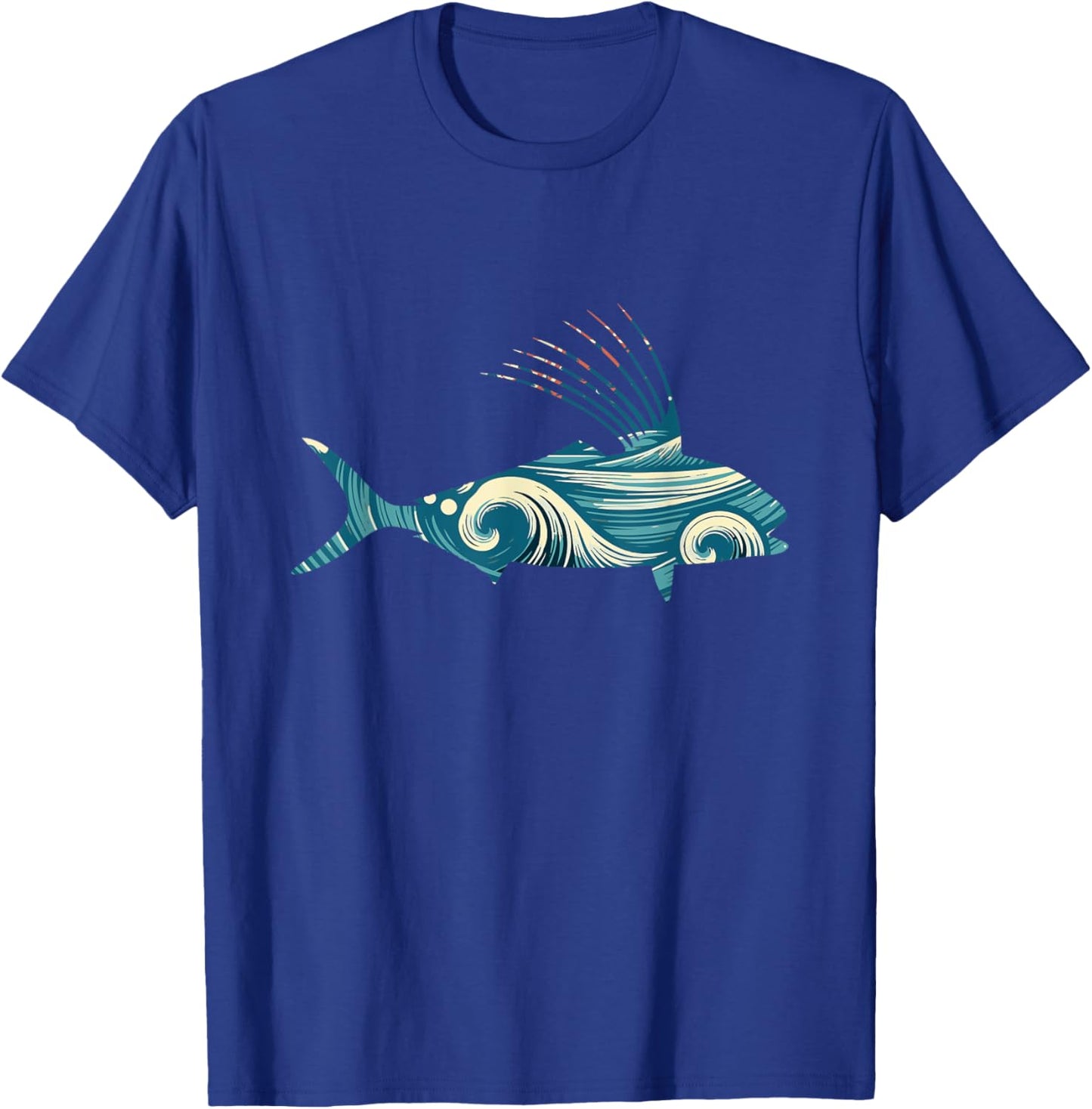 Classic Reef Trawlers Retro Roosterfish Fishermens Vintage Fins Black -Adults T-Shirt - T-Shirt | Royal