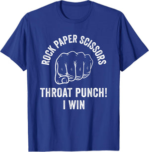 Rock Paper Scissors Throat Punch Sarcastic Design T-Shirt - T-Shirt | Royal