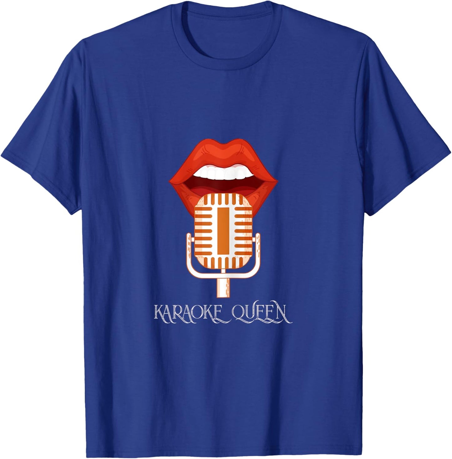 Karaoke Queen Singing Singer Music Microphone Lips Gift T-Shirt - T-Shirt | Royal