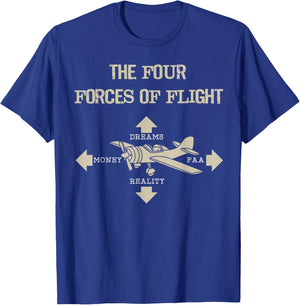 Four Forces Of Flight Dreams Money Reality FAA Gift T-Shirt - T-Shirt | Royal