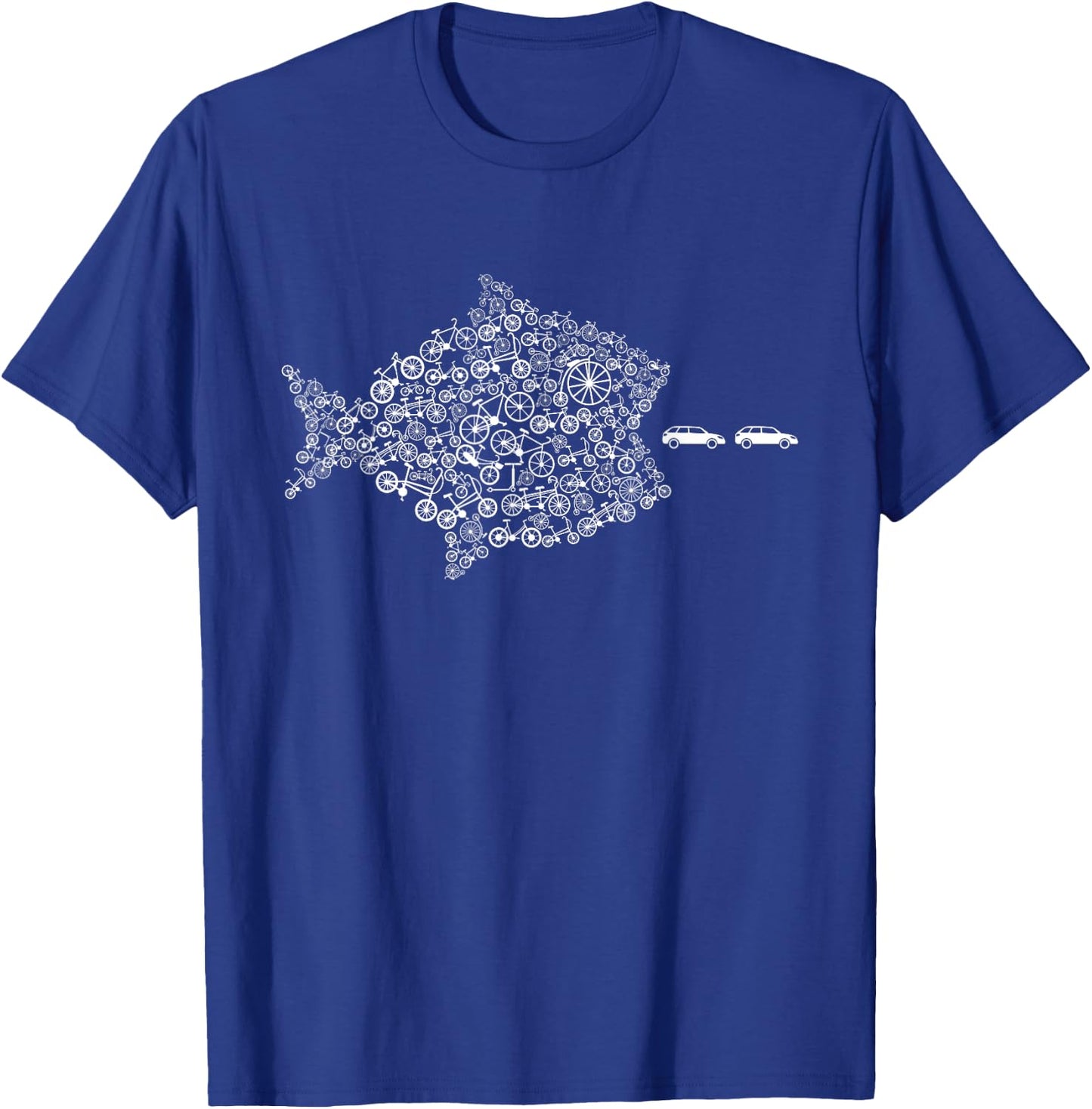 Street Trek Bicycle Fish Eats Car Climate Cycling Jersey T-Shirt - T-Shirt | Royal