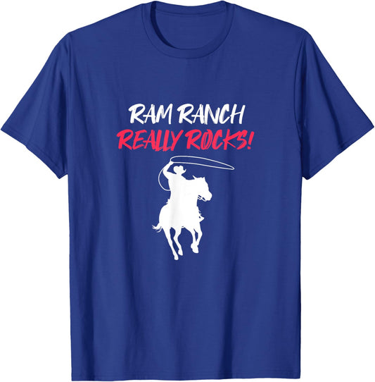 Ram Ranch Really Rocks Horse Horseback Riding Cowboy Cowgirl T-Shirt - T-Shirt | Royal