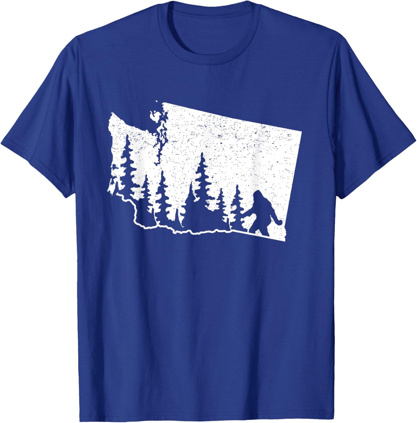 Washington Bigfoot Sasquatch & Trees Silhouette State Pride T-Shirt - T-Shirt | Royal