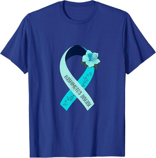 Hashimoto’s Disease Floral Awareness Ribbon T-Shirt - T-Shirt | Royal