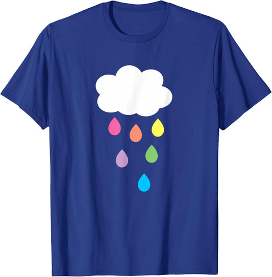 Cloud with Rainbow Raindrops T-Shirt - T-Shirt | Royal