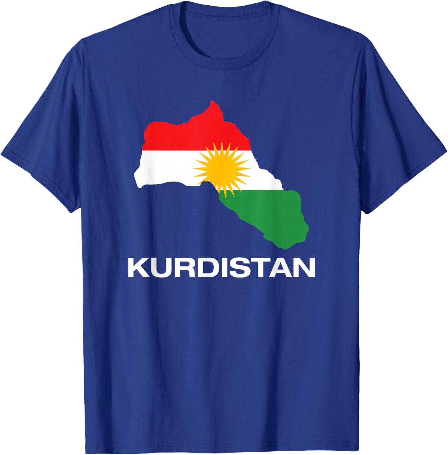 Cool Kurdistan Map with Kurdistan Flag Illustration Graphic T-Shirt - T-Shirt | Royal