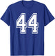 Number 44 Numbered Uniform Sports Jersey Team 44th Birthday T-Shirt - T-Shirt | Royal