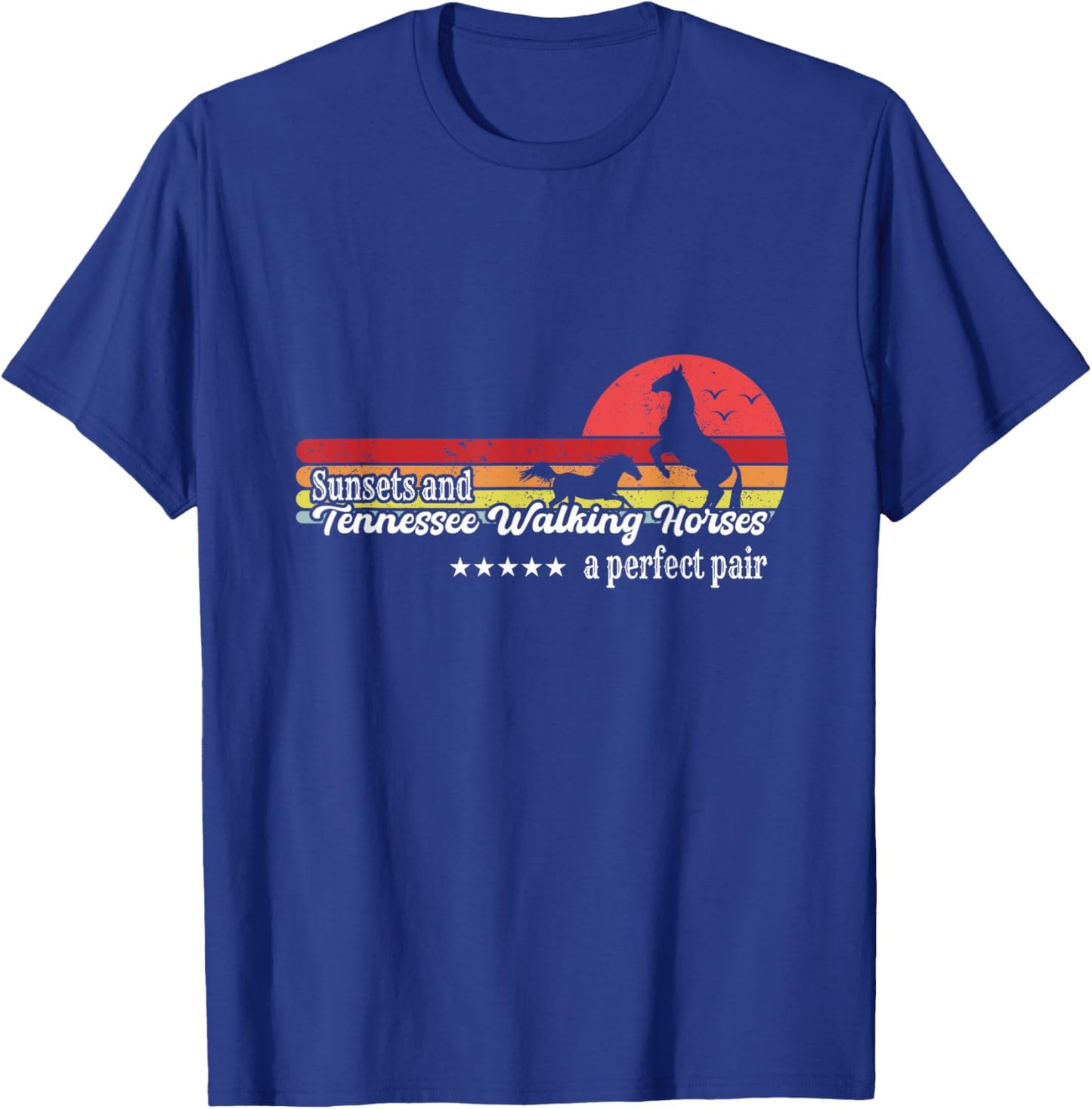 Vintage Sunset Horse Riding Tennessee Walking Breed Cowgirl T-Shirt - T-Shirt | Royal