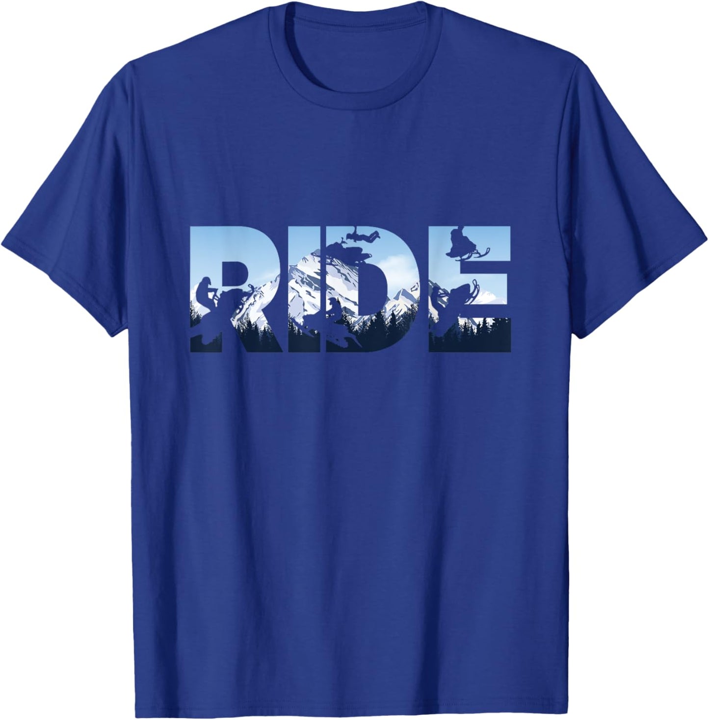 Snowmobile Ride Shirt Snow Mountain Motor Sled Winter Sport T-Shirt - T-Shirt | Royal