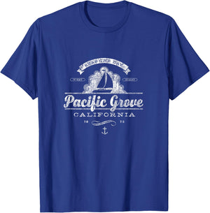 Pacific Grove CA Sailboat Vintage Nautical T-Shirt - T-Shirt | Royal