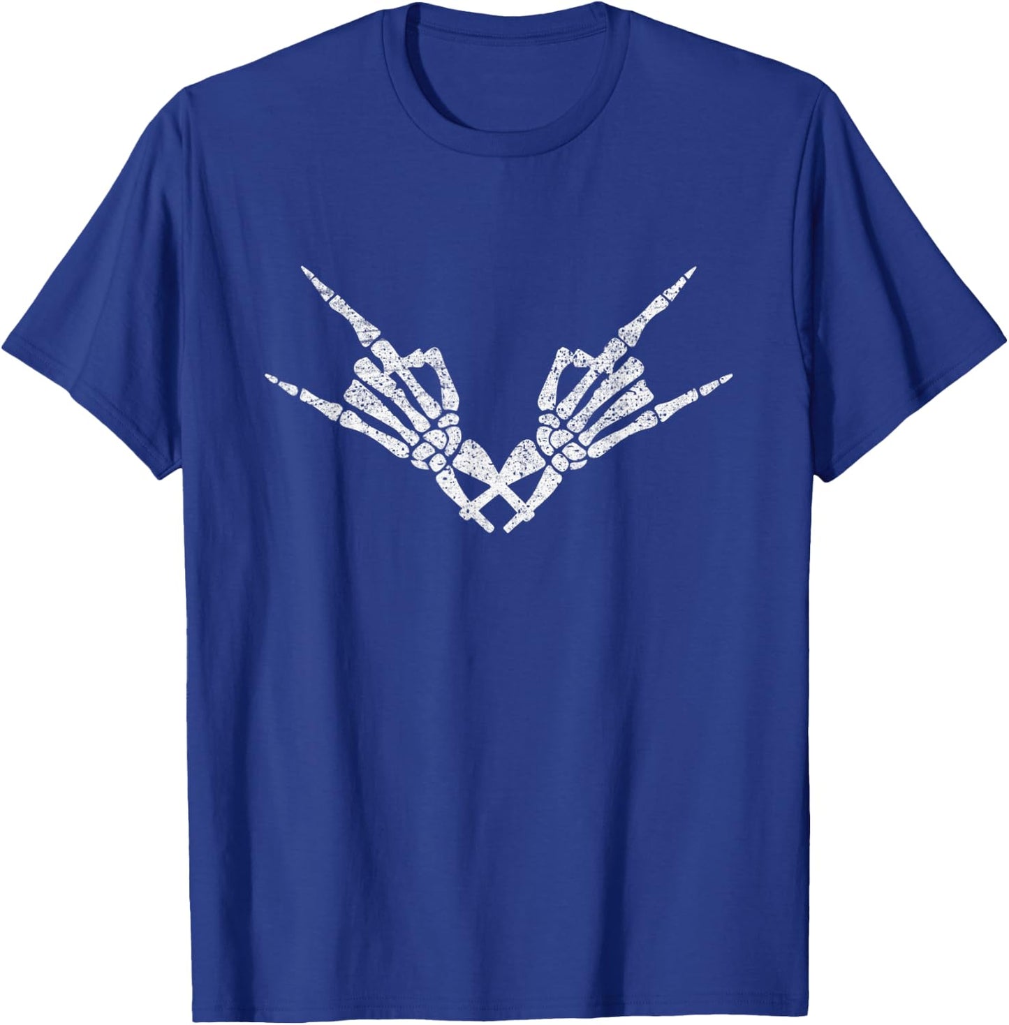 Rock On Rock Star Skeleton Hand Skull Funny Halloween T-Shirt - T-Shirt | Royal