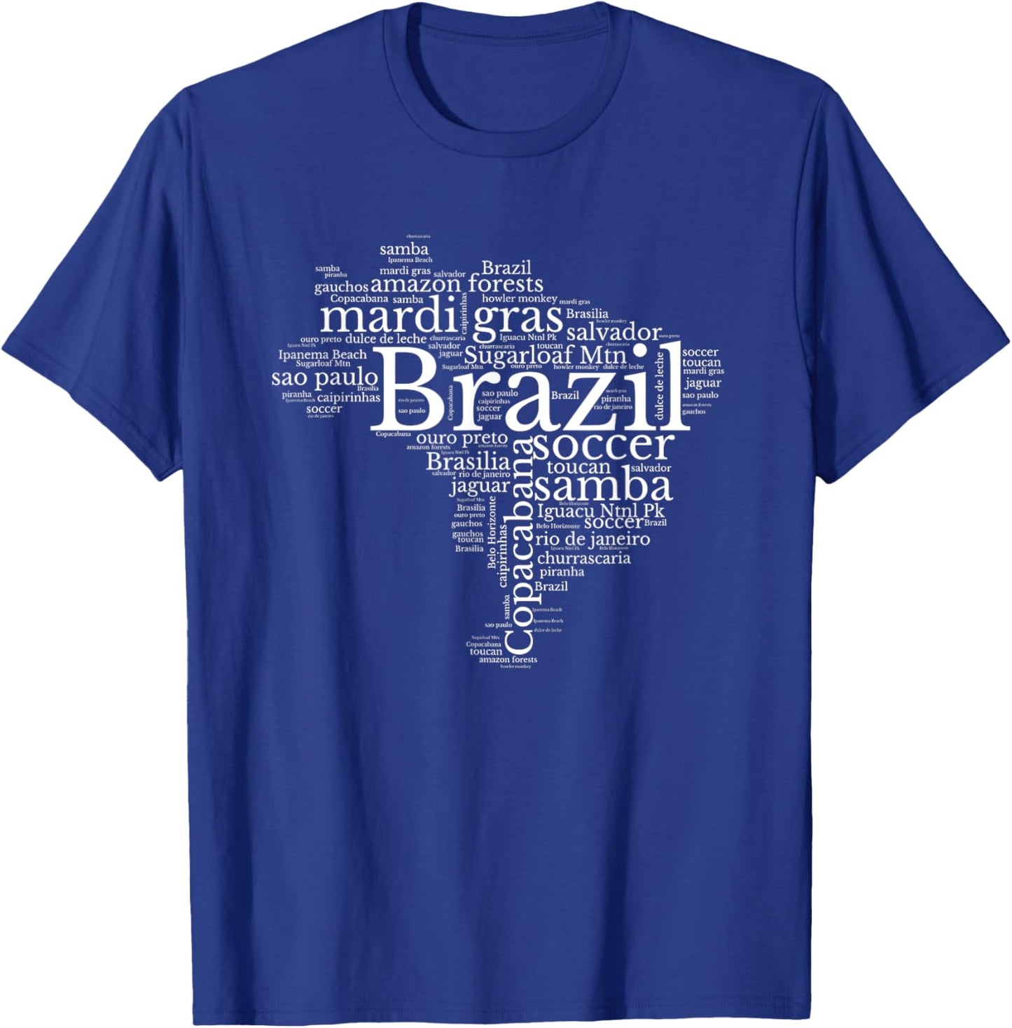 Brazil Map Brazilian Soccer Copacabana Brasil Men Women Gift T-Shirt - T-Shirt | Royal